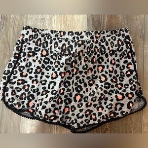 Justice Leopard Print Shorts Girls Size 12 Gray Animal Print Summer Shorts